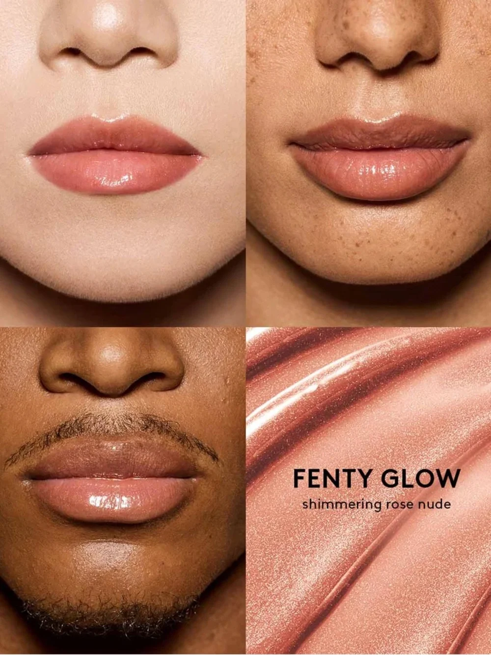 Fenty Beauty Black Mesh Makeup Bag Cosmetics Pouch & Fenty Glow Lip Gloss Bomb